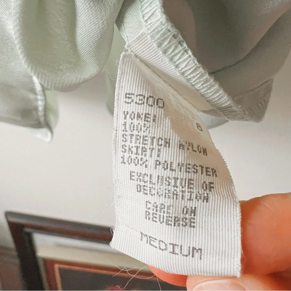 Y2K babydoll sage‎ green Floral Lace Slip Dress size M - Picture 7 of 7